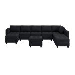 Velvet U-Shaped Modular Sectional Sofa with Storage