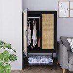 Stylish Rattan Wardrobe Closet with Shelves