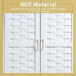 White Woven Door Wardrobe Closet with Drawers