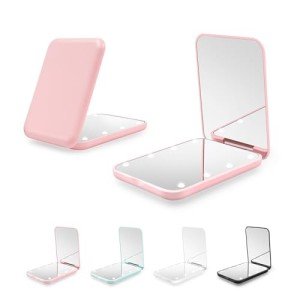 Pink LED Compact Magnifying Pocket Mirror