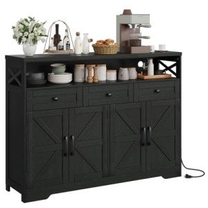 Modern Farmhouse 52" Black Buffet Cabinet