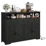 Modern Farmhouse 52" Black Buffet Cabinet