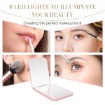 Pink LED Compact Magnifying Pocket Mirror