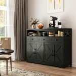Modern Farmhouse 52" Black Buffet Cabinet