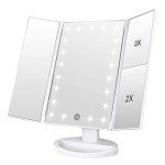 WEILY LED Lighted Tri-Fold Makeup Mirror