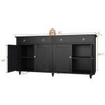 Black Buffet Cabinet with Drawers and Adjustable Shelves