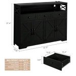 Modern Farmhouse 52" Black Buffet Cabinet