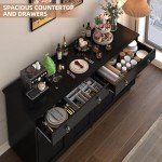 Black Buffet Cabinet with Drawers and Adjustable Shelves