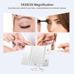 WEILY LED Lighted Tri-Fold Makeup Mirror