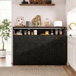Modern Farmhouse 52" Black Buffet Cabinet