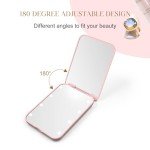 Pink LED Compact Magnifying Pocket Mirror