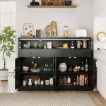 Modern Farmhouse 52" Black Buffet Cabinet
