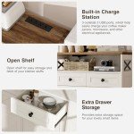 White Farmhouse Storage Cabinet with Doors & Drawers