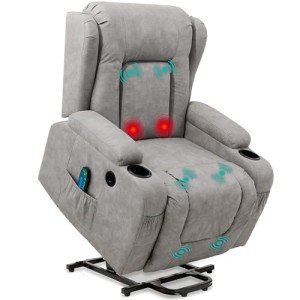 Electric Power Lift Recliner Chair with Massage - Gray