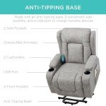 Electric Power Lift Recliner Chair with Massage - Gray