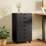 Mobile 7-Drawer Wooden Dresser with Wheels