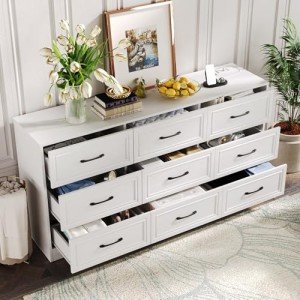 Fameill 9-Drawer Wooden Dresser with Charging Station