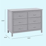 Charlie 6-Drawer Double Dresser in Grey