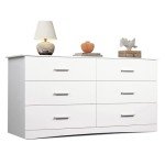 Modern White 6-Drawer Wood Dresser for Bedroom