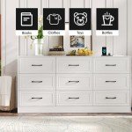 Fameill 9-Drawer Wooden Dresser with Charging Station