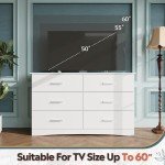 Modern White 6-Drawer Wood Dresser for Bedroom