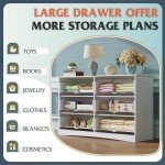Modern White 6-Drawer Wood Dresser for Bedroom