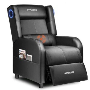 GTRACING Bluetooth Gaming Recliner Chair - Black
