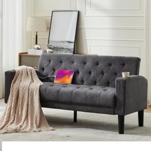 62" Mid-Century Modern Loveseat Sofa with USB Ports