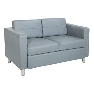 Charcoal Grey Pacific Loveseat with Silver Legs