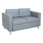 Charcoal Grey Pacific Loveseat with Silver Legs