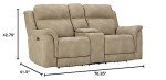 Beige Power Reclining Loveseat with Console & Headrest