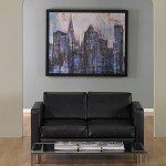 Charcoal Grey Pacific Loveseat with Silver Legs