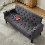 62" Mid-Century Modern Loveseat Sofa with USB Ports