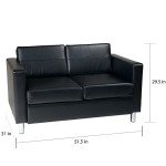 Charcoal Grey Pacific Loveseat with Silver Legs