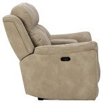 Beige Power Reclining Loveseat with Console & Headrest