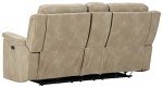 Beige Power Reclining Loveseat with Console & Headrest
