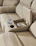 Beige Power Reclining Loveseat with Console & Headrest