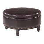Augusta Round Storage Ottoman with Serving Tray, Espresso