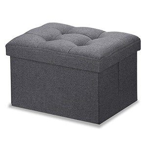 Dark Gray Storage Ottoman with Footrest Function