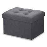 Dark Gray Storage Ottoman with Footrest Function