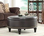 Augusta Round Storage Ottoman with Serving Tray, Espresso