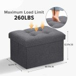 Dark Gray Storage Ottoman with Footrest Function