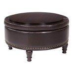Augusta Round Storage Ottoman with Serving Tray, Espresso
