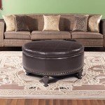 Augusta Round Storage Ottoman with Serving Tray, Espresso