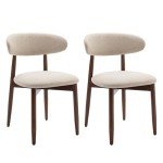 Beige Modern Upholstered Dining Chairs Set of 2