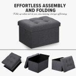 Dark Gray Storage Ottoman with Footrest Function