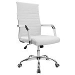 Adjustable White PU Leather Office Desk Chair