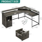 Grey L-Shaped Desk with Drawer and Cubbies