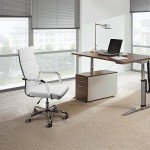 Adjustable White PU Leather Office Desk Chair