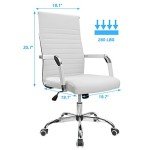 Adjustable White PU Leather Office Desk Chair